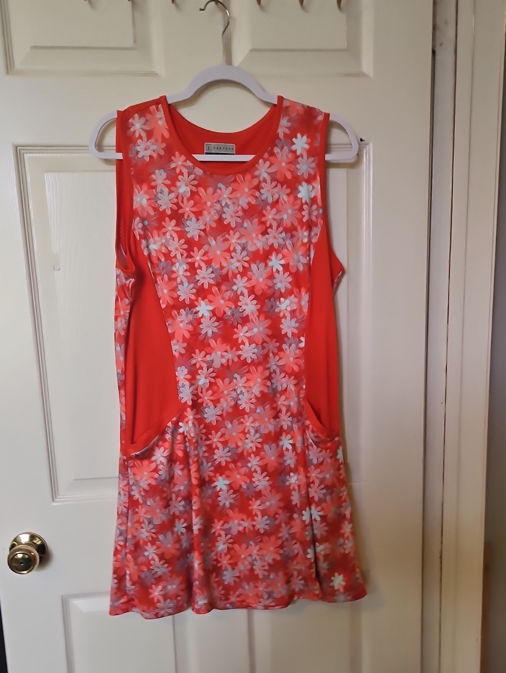 PGA TOUR Coral and White Floral Tank Dress